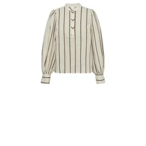 Gossia - Annemai Jo Blouse - Off White/Brown Stripes