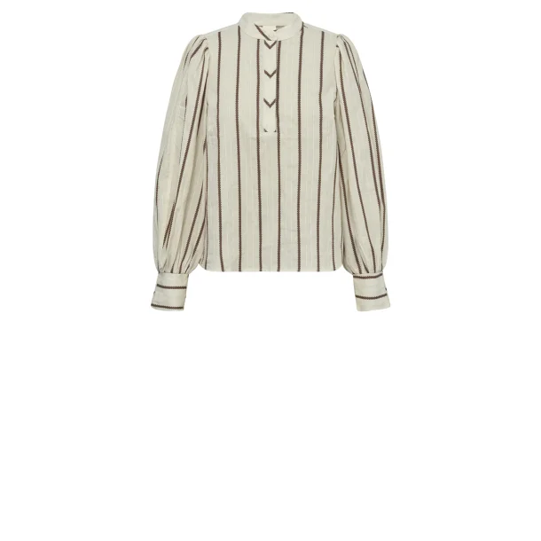 Gossia - Annemai Jo Blouse - Off White/Brown Stripes