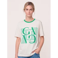Gossia Bas Tee - Creme Diamond Green