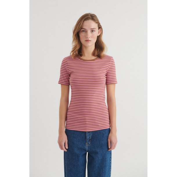 Basic Apparel - Ludmilla SS O-neck - Cashmere Rose/Nuthatch