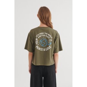 Basic Apparel - Raji Peace & Love T-shirt - Riviera/Birch Army Ground 