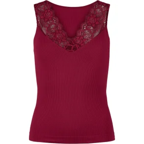 Tim & Simonsen - Belen Rib V-lace Top - Bordo