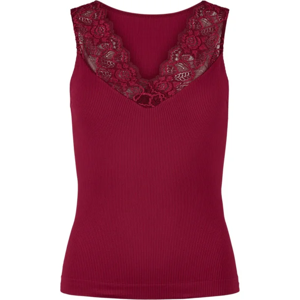 Tim &amp; Simonsen - Belen Rib V-lace Top - Bordo