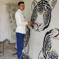 Doing Goods - Blomstret Hvid Tiger Tppe - Stor