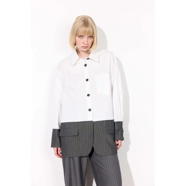 Hunkn - Billie Skjorte - White &amp; Grey