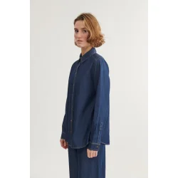 Basic Apparel - Bine LS Skjorte - Mid Blue