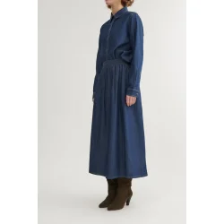 Basic Apparel - Bine Lang Nederdel - Mid Blue