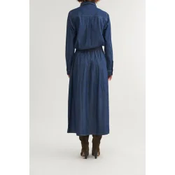 Basic Apparel - Bine Lang Nederdel - Mid Blue