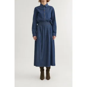 Basic Apparel - Bine Lang Nederdel - Mid Blue