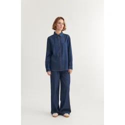 Basic Apparel - Bine Wide Bukser - Mid Blue