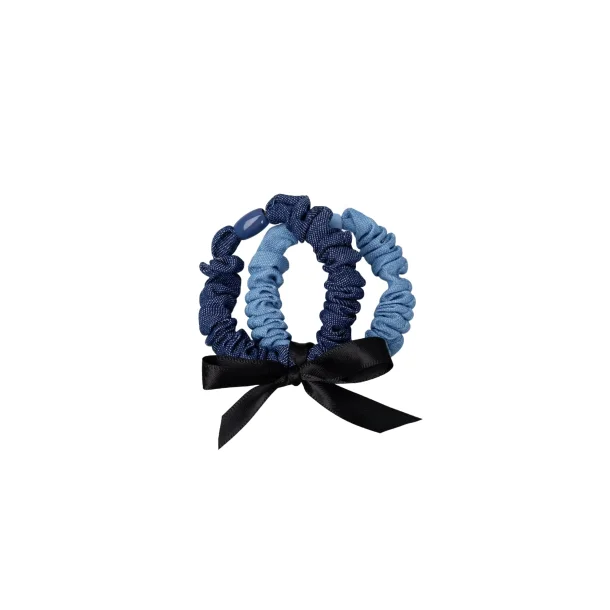 Black Colour - Toya Denim Mini Scrunchie - 2 pak - Denim Blue - Onesize