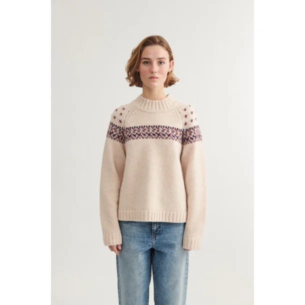 Basic Apparel - Blanche sweater - Bordeaux/sky captain/copen blue