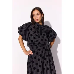 Hunkn - Bobby Blouse - Black w/dots