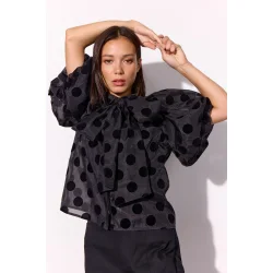 Hunkn - Bobby Blouse - Black w/dots