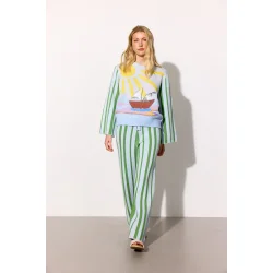 Hunk�n - Bubbles Bukser - Green Striped