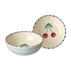 Rice - Keramik Skl - Lys Bl - Hand-painted Cherry 