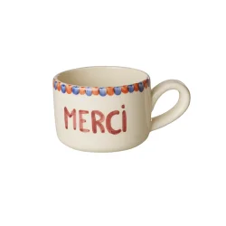 Rice - Keramik Cappuccino Kop - Hvid - Hand-painted MERCI