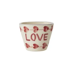 Rice - Lille Oval Keramik Espressokop - Off White - Hand-painted LOVE