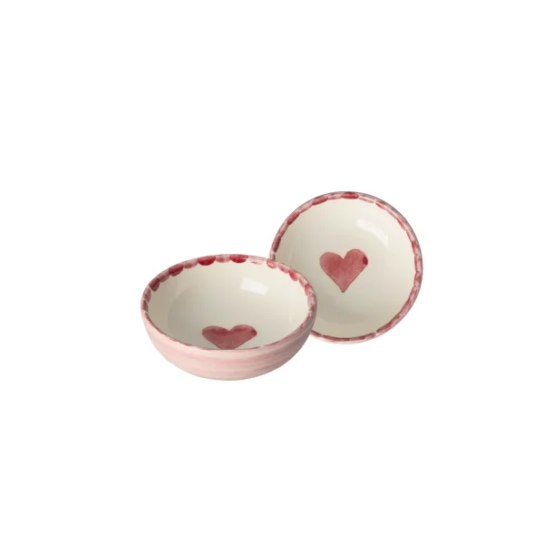 Rice - Lille Keramik Dip skl - Pink - Hand-painted Heart