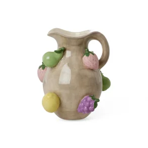 Rice - Stor Keramik Kande - Mrk Sand - Embossed Fuit Design