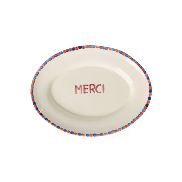 Rice - Mellem Keramik Serveringsfad - Off White - Hand-painted MERCI