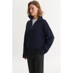 Basic Apparel - Cady Zip Sweater - Sky Captain