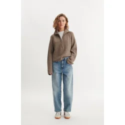 Basic Apparel - Cady Zip Cardigan - Greige