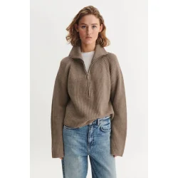 Basic Apparel - Cady Zip Cardigan - Greige