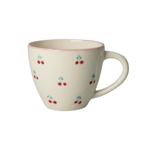 Rice - Keramik Jumbo Kop - Hvid - Hand-painted Cherries