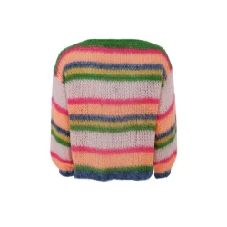 Black Colour - Anna Multi Striped Jumper - Orange Multi