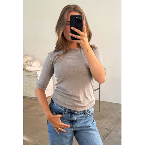 Boii - Femke O-neck Tee - Mole Melange