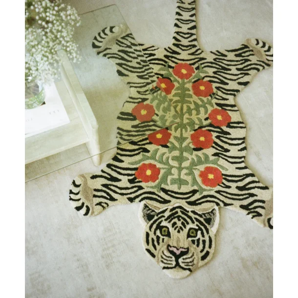 Doing Goods - Blomstret Hvid Tiger Tppe - Stor