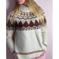 Lulu's Love - Roll Neck Strik - Love beige Melange White Rose