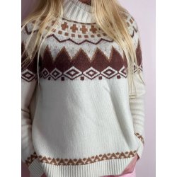 Lulu's Love - Roll Neck Strik - Love beige Melange White Rose