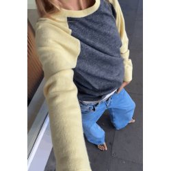 Boii - Polly Contrast Strik - Dark Grey Mel/Bright Yellow
