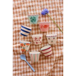 Rice - Lille Oval Keramik Espressokop - Off White - Hand-painted LOVE