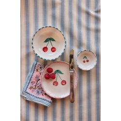 Rice - Lille Keramik Dipping Sk�l - Blue/Cherries