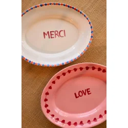 Rice - Mellem Keramik Serveringsfad - Off White - Hand-painted MERCI