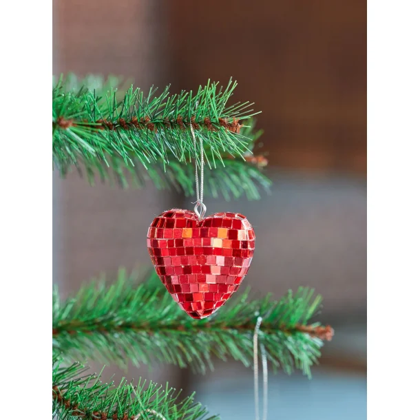 Rice - Lille Hjerte Discokugle - R�d