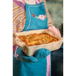 Rice - Bomuld Ovnhandske - Petroleum - Flower Vine Design