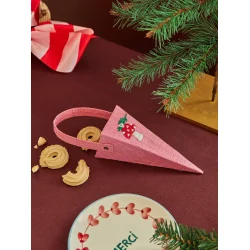 Rice - Lille Raffia Kr�mmerhus - Pink - Mushroom Embroidery