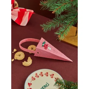 Rice - Lille Raffia Kr�mmerhus - Pink - Mushroom Embroidery