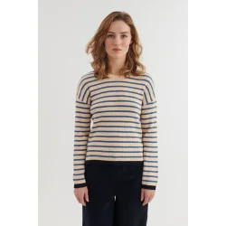Basic apparel - Lila Strik - Navy/ Birch