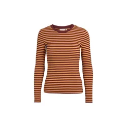 Basic Apparel - Ludmilla LS T-shirt - Bucksin/Bordeaux Truffle