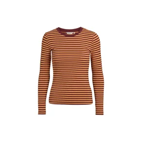 Basic Apparel - Ludmilla LS T-shirt - Bucksin/Bordeaux Truffle