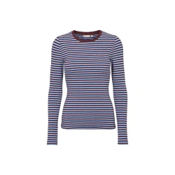 Basic Apparel - Ludmilla LS Tee - Bordeaux/Frozen Fjord