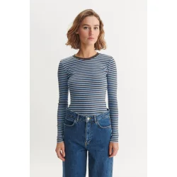 Basic Apparel - Ludmilla LS Tee - Frozen Fjord/Raven