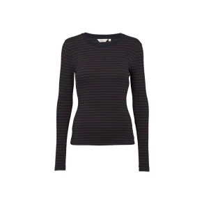Basic Apparel - Ludmilla LS Tee - Chocolate Torte/Black
