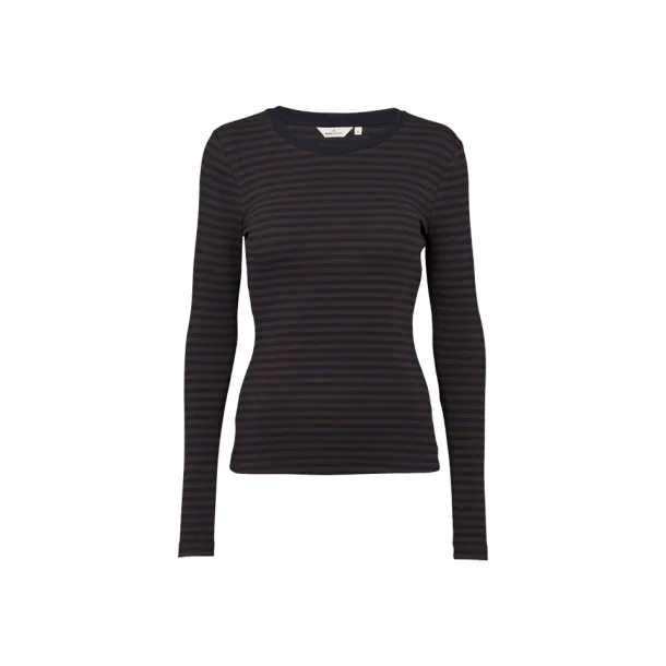 Basic Apparel - Ludmilla LS Tee - Chocolate Torte/Black