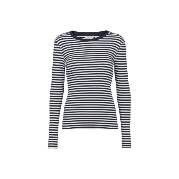 Basic Apparel - Ludmilla LS Tee - Sky Captain/Bright White